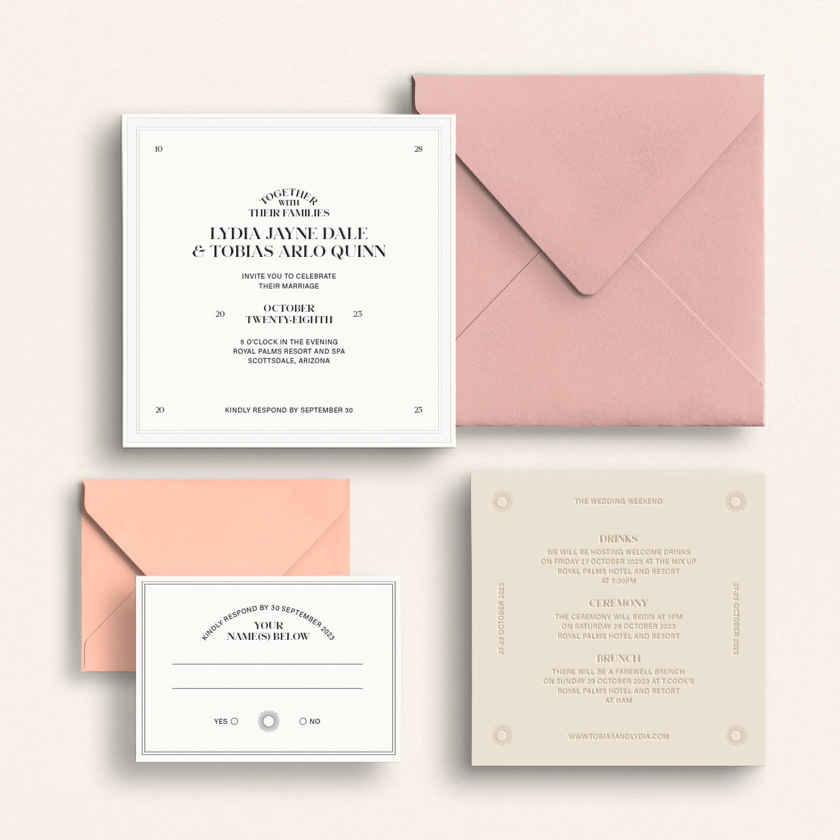 The Bohemia Collection: Invitation Suite with Mail-In Response