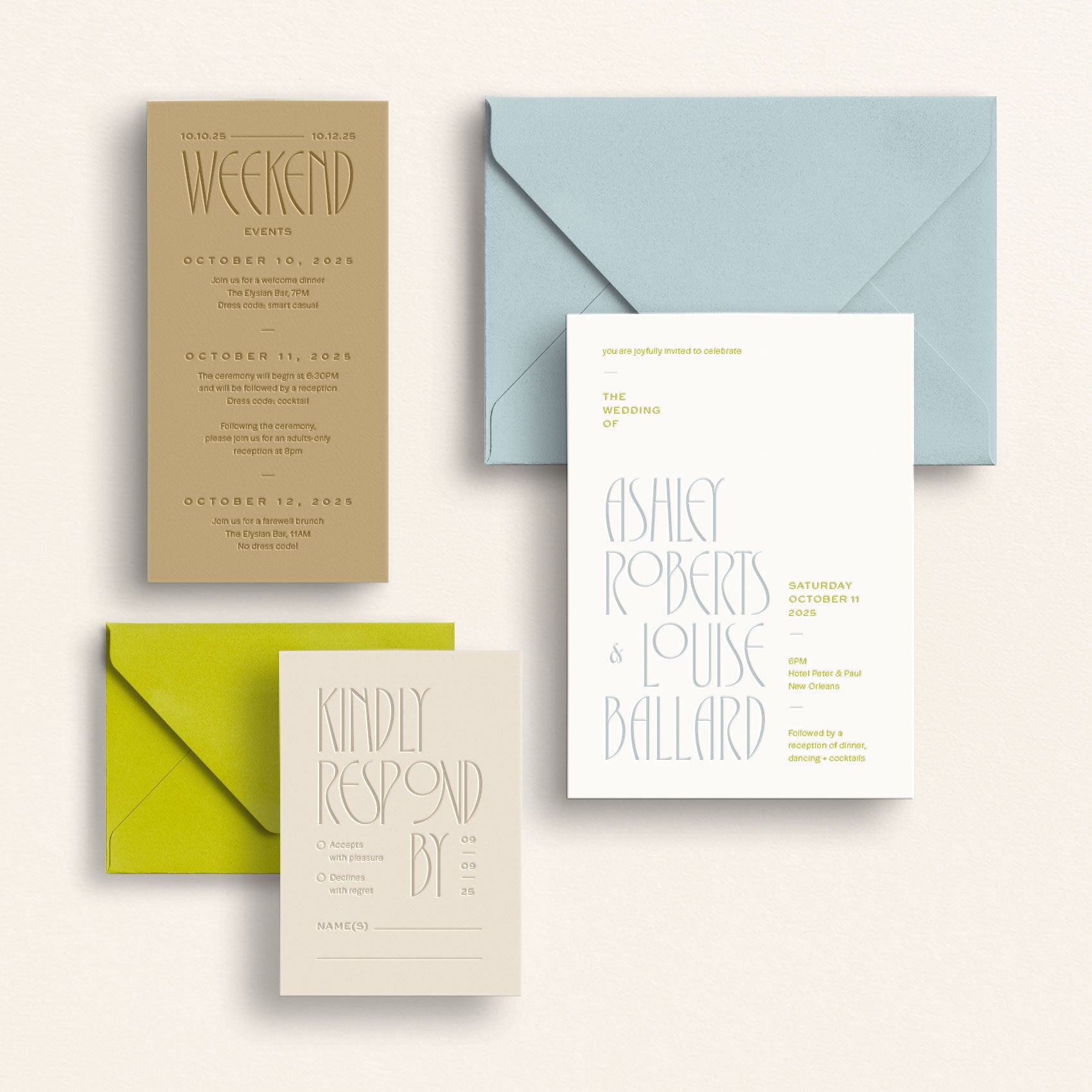 The Nouveau Collection: Invitation Suite with Mail-In Response