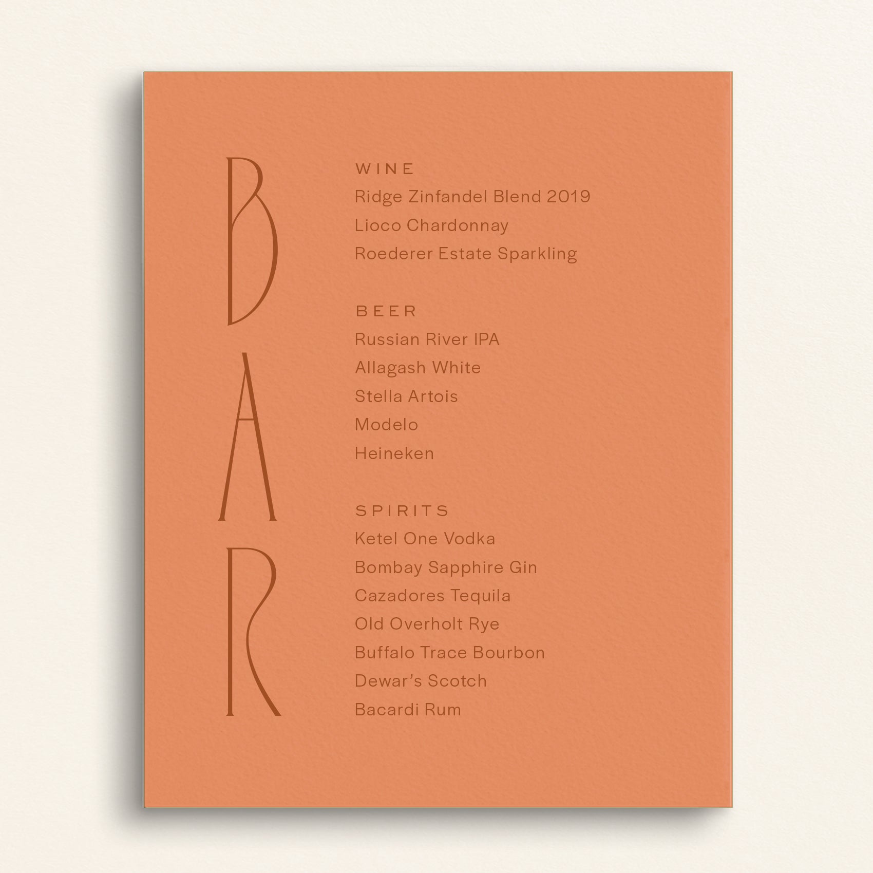 The Nouveau Collection: Bar Menu