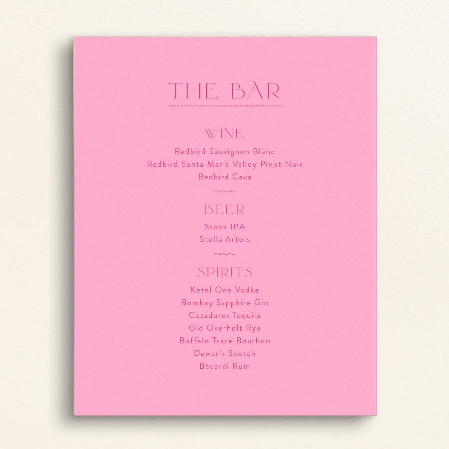 The Contemporary Collection: Bar Menu