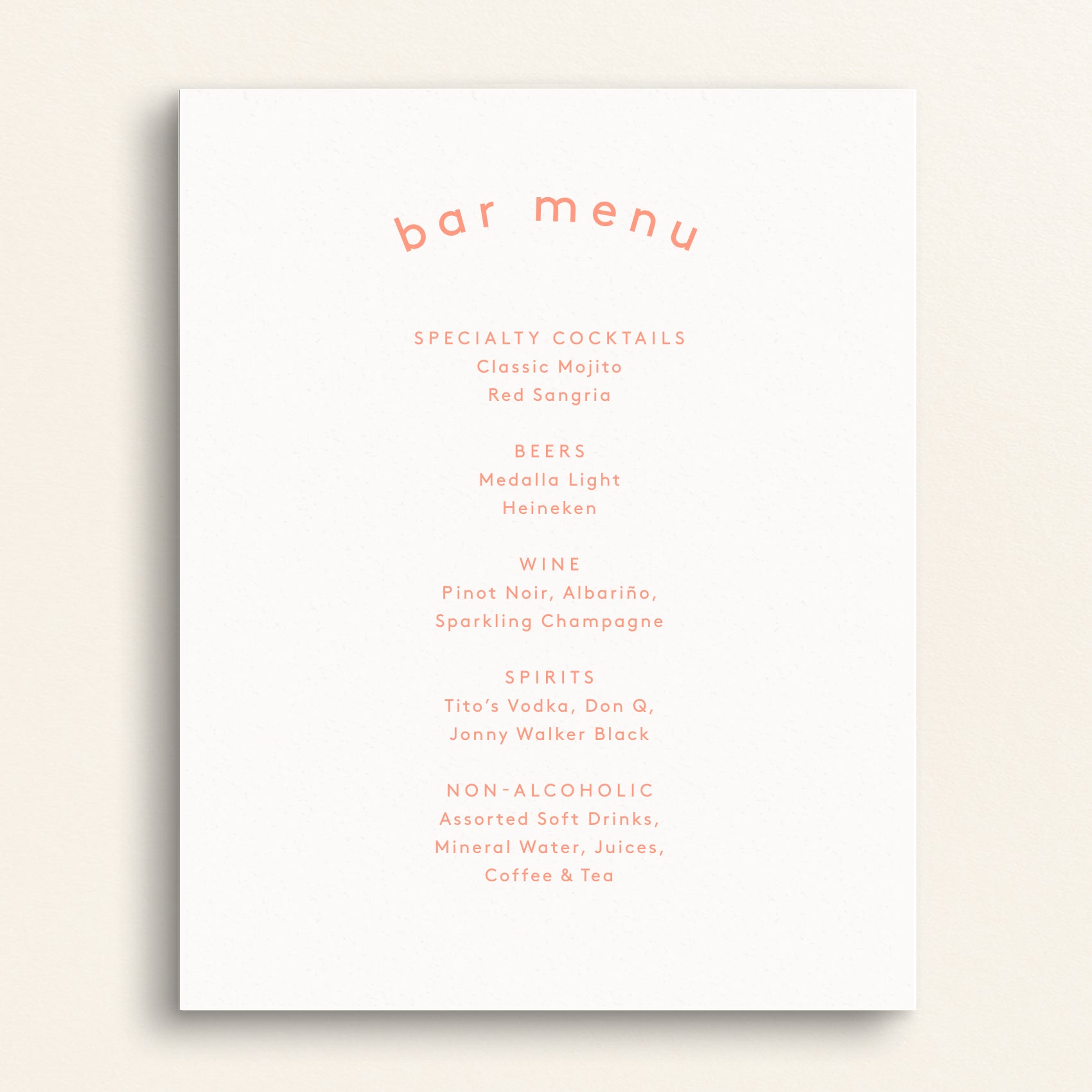 The Play Collection: Bar Menu