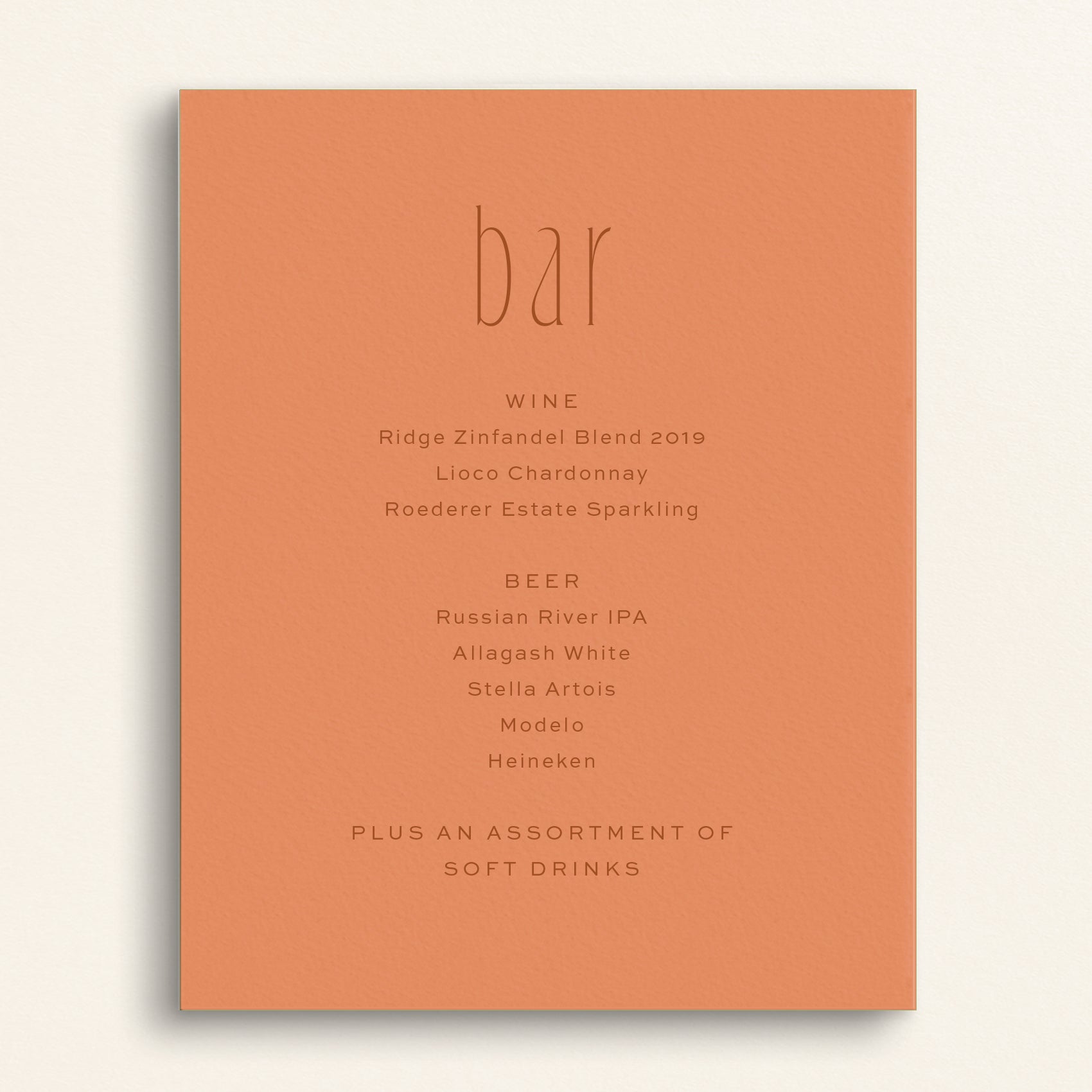 The Kindred Collection: Bar Menu