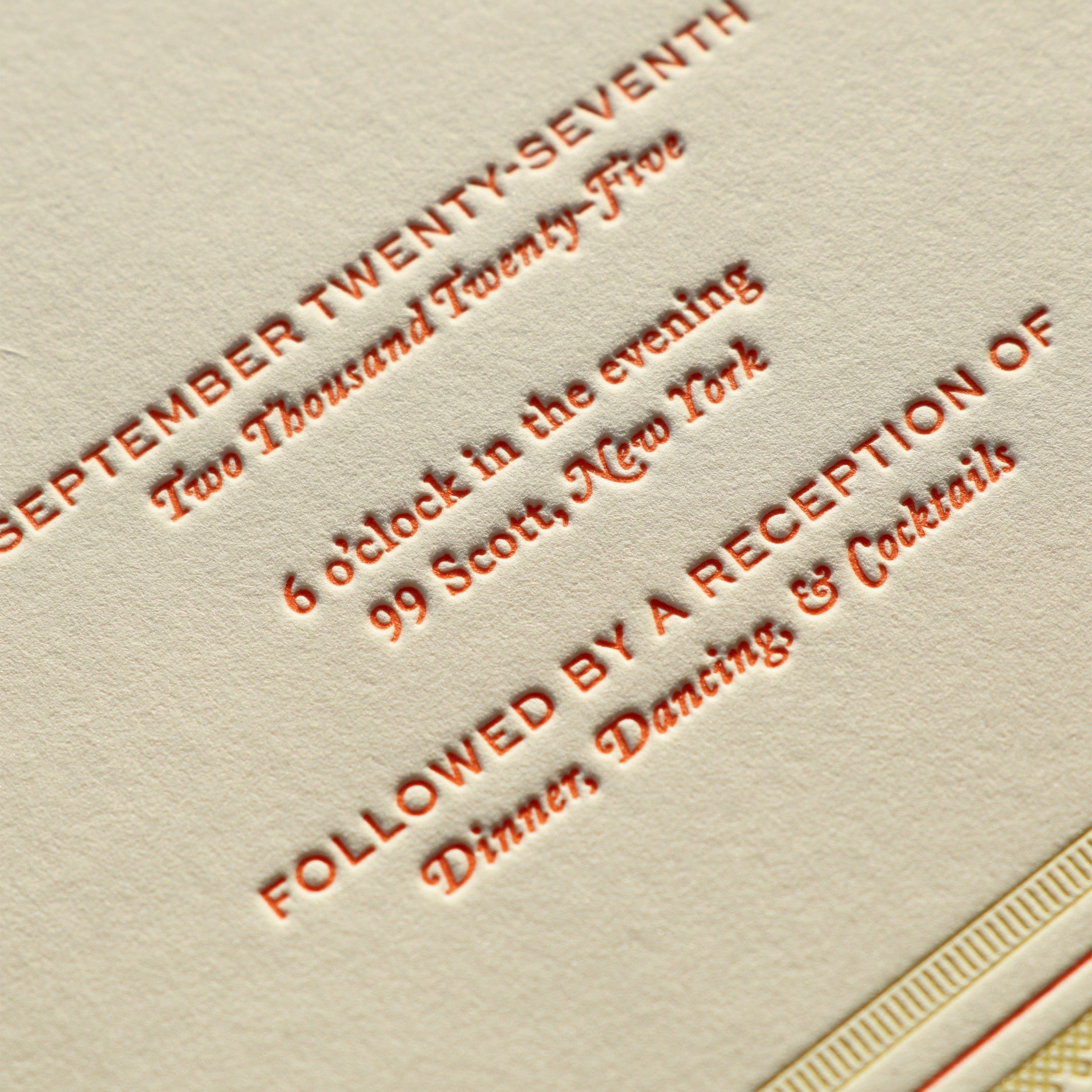 Invitation card with text details on beige background