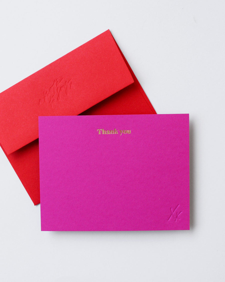 Pink & Red Gold Foil Thank You Cards