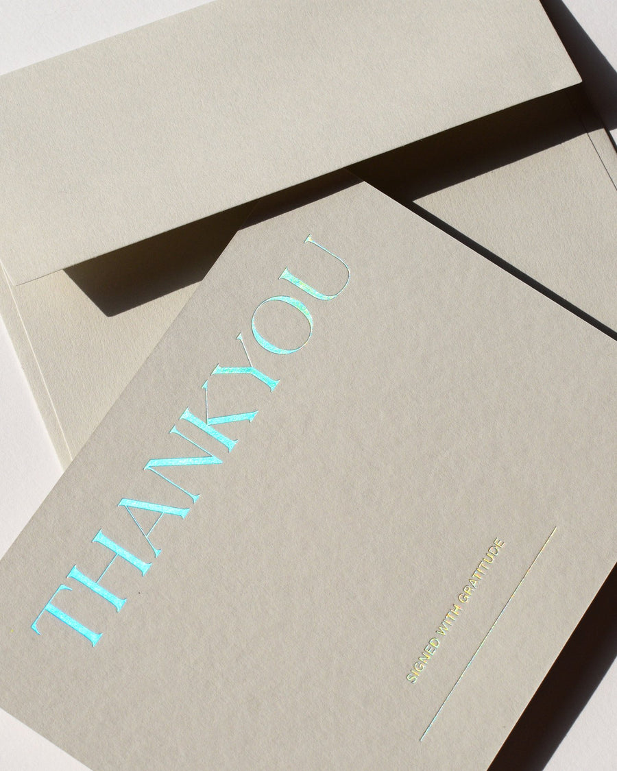 Bone Thank You Cards With Holographic Foil