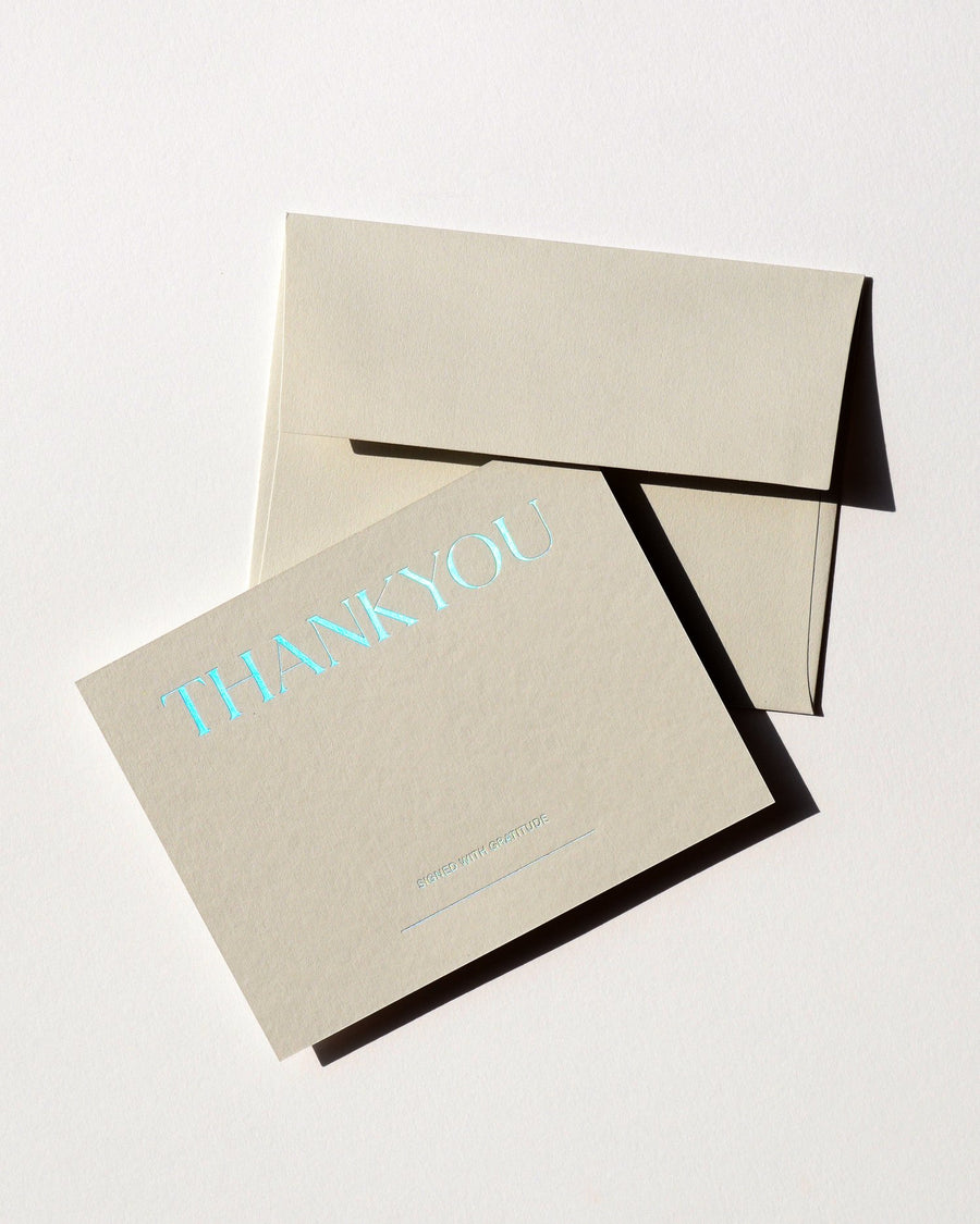 Bone Thank You Cards With Holographic Foil